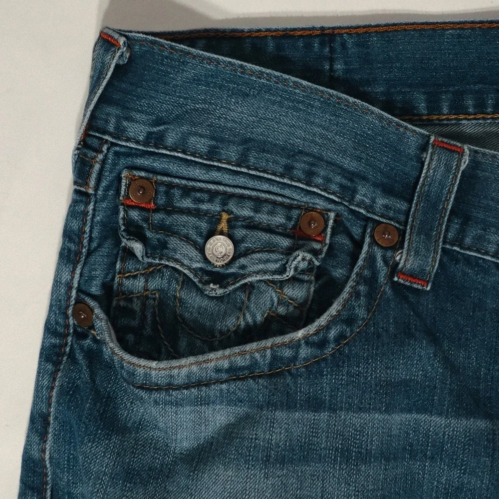 True Religion Mens Jeans  Blue Bootcut Size 36 RN#112790